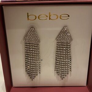 Bebe Sparkling Silver Chandelier Earrings